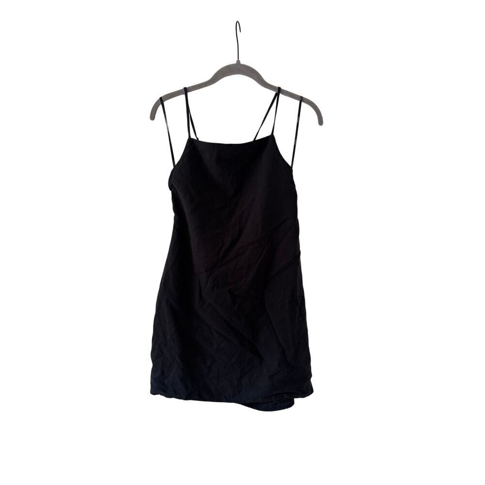 Forever 21 Black Linen Blend Mini Dress Criss Cross Back Strappy Women’s S - Picture 2 of 10